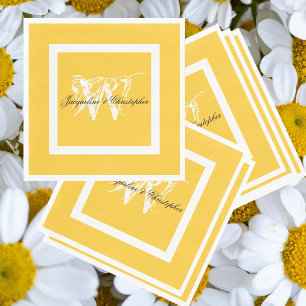 Guardanapo De Papel Papel de Nomes de Monograma Elegante Chic Amarelo