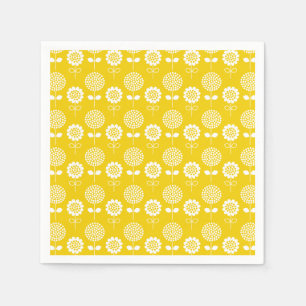 Guardanapo De Papel Papel de padrão floral branco e amarelo