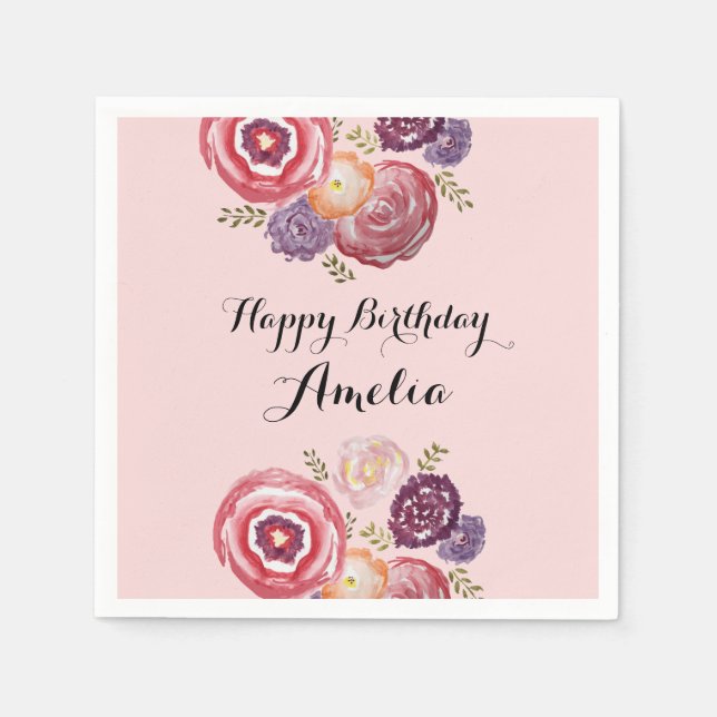 Guardanapo De Papel Papel de Padrões de Pintura de Flor Personalizado (Frente)