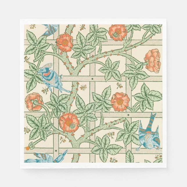 Guardanapo De Papel Papel de Parede Vitoriano Treliça William Morris (Frente)