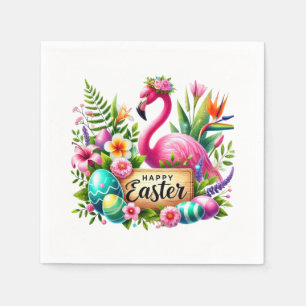 Guardanapo De Papel Papel de praia rosa-rosado-felz pascoa flamingo