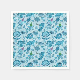 Guardanapo De Papel Papel de Presente de Aniversário Sob o Mar