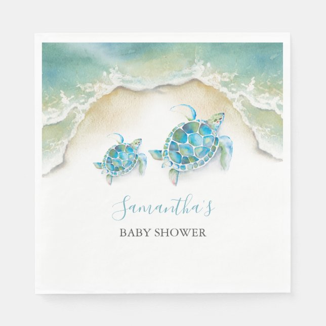 Guardanapo De Papel Papel de Tartaruga Marítima das Ondas Oceânicas (Frente)