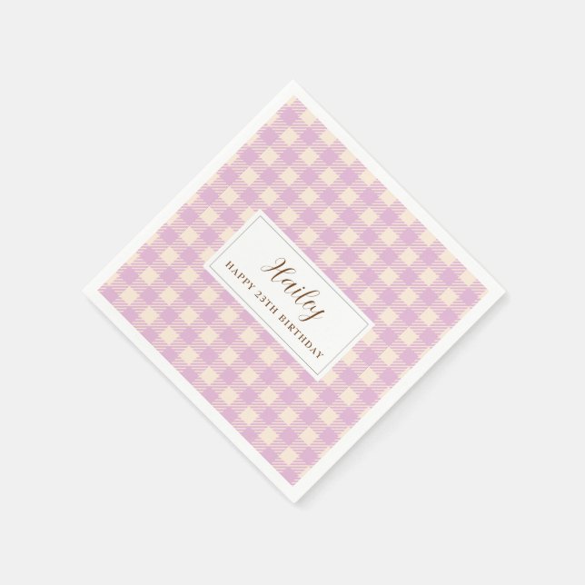 Guardanapo De Papel Papel de xadrez de gingham roxo-lavanda (Canto)