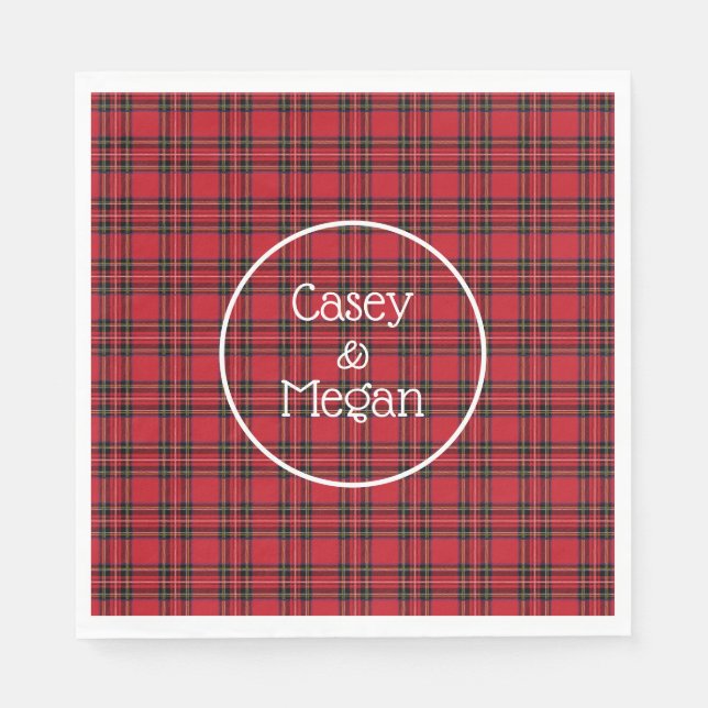 Guardanapo De Papel Papel de Xadrez Red Tartan Clássico Napkin (Frente)