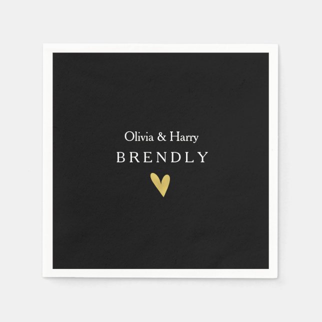 Guardanapo De Papel Papel Dourado moderno de Casamento Cardíaco Nápole (Frente)