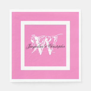 Guardanapo De Papel Papel elegante de Monograma Chic Cor-de-Rosa de Ca