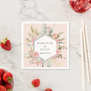 Guardanapo De Papel papel elegante monograma floral boêmico