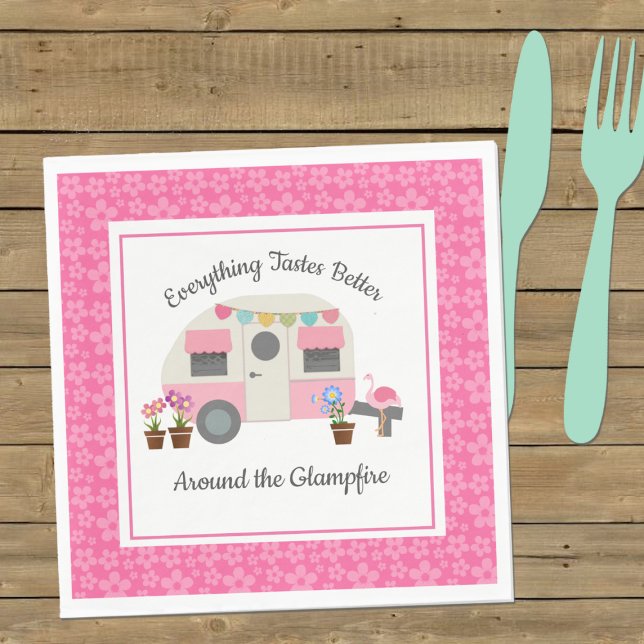 Guardanapo De Papel Papel Feliz e Rosa para Festas de Glamper (Criador carregado)