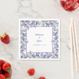 Guardanapo De Papel Papel Floral de Aguarela Periwinkle para Casamento