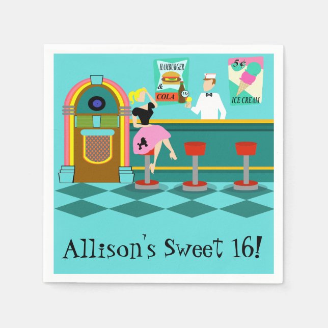 Guardanapo De Papel Papel-fonte de soda retrô personalizável (Frente)