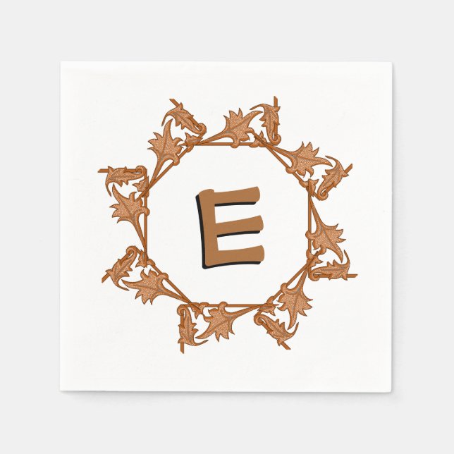 Guardanapo De Papel Papel guarnecido - Folhas em Círculo com Inicial (Frente)