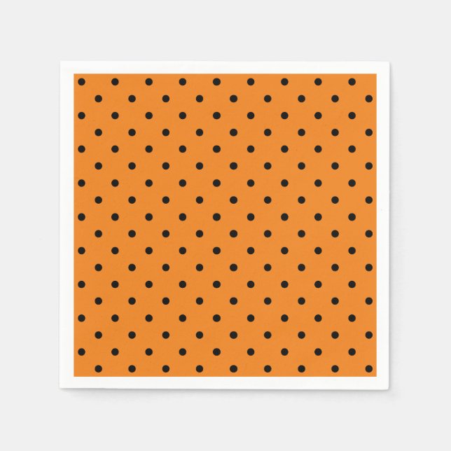 Guardanapo De Papel Papel laranja e preto com bolinhas natal Halloween (Frente)