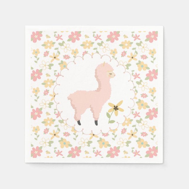 Guardanapo De Papel Papel Llama Rosa Napkin (Frente)