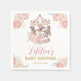 Guardanapo De Papel Papel Mágico rosa e Dourado Carrossel