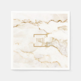 Guardanapo De Papel Papel Mármore Efeito Ouro Nome Personalizado