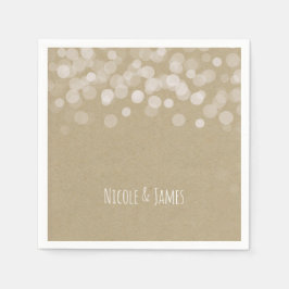 Guardanapo De Papel Papel Marrom Simples Casamento Rústico Luzes Branc