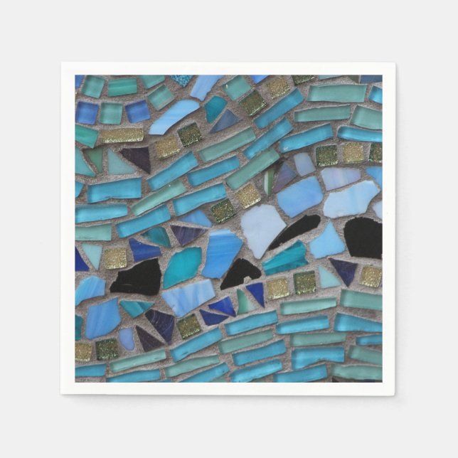 Guardanapo De Papel Papel Mosaico de Vidro Azul Nápoles (Frente)