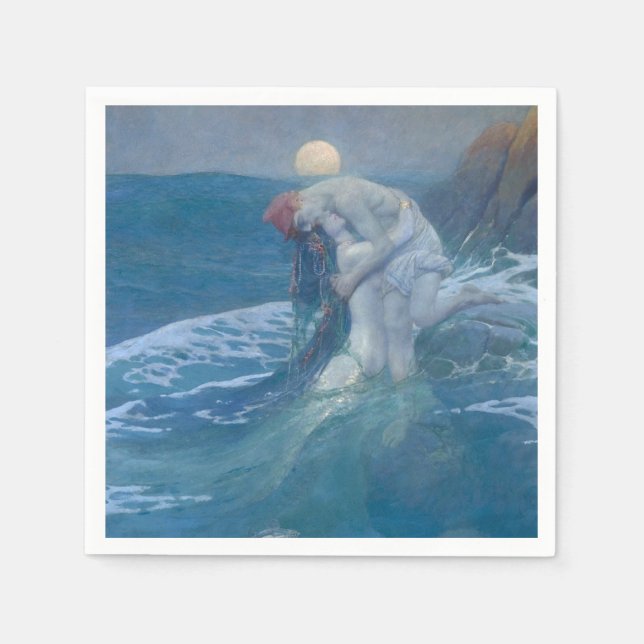 GUARDANAPO DE PAPEL PAPEL NAPKIN : A MERMAID : HOWARD PYLE (Frente)