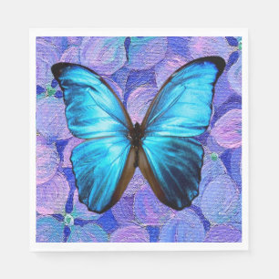 Guardanapo De Papel Papel Napkin Blue Butterfly/Hydrangea