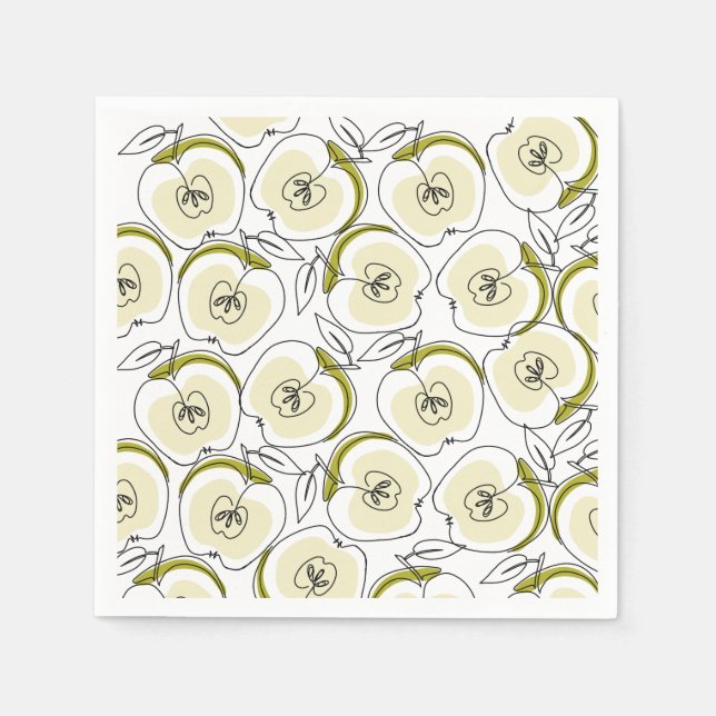 Guardanapo De Papel Papel Napkin com maçã desenhada. (Frente)