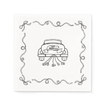 Papel Napkin - Recem casados - Carro de Getaway