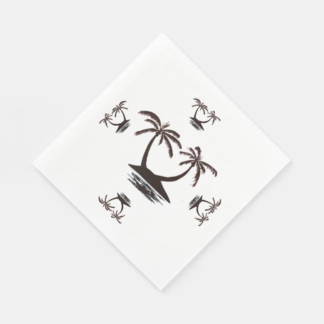 Guardanapo De Papel Papel Napkin- Silhouette of Tropical Island (Quina)