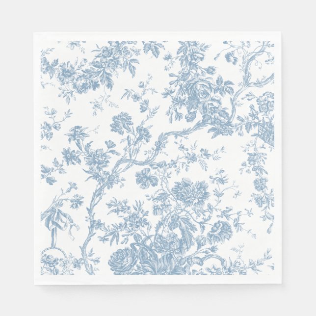 Guardanapo De Papel Papel Napkin - Toile Azul Francês de Jouy (Frente)