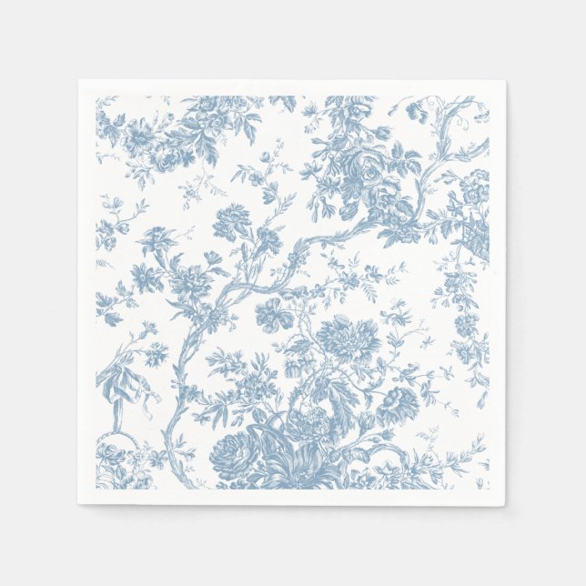 Guardanapo De Papel Papel Napkin - Toile Azul Francês de Jouy (Frente)