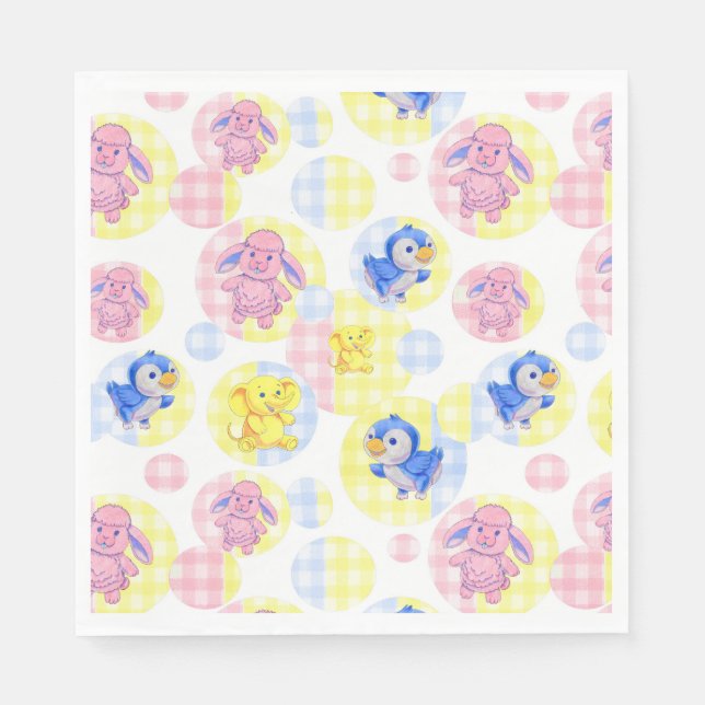 Guardanapo De Papel Papel Napkin Toy Animal Gingham (Frente)