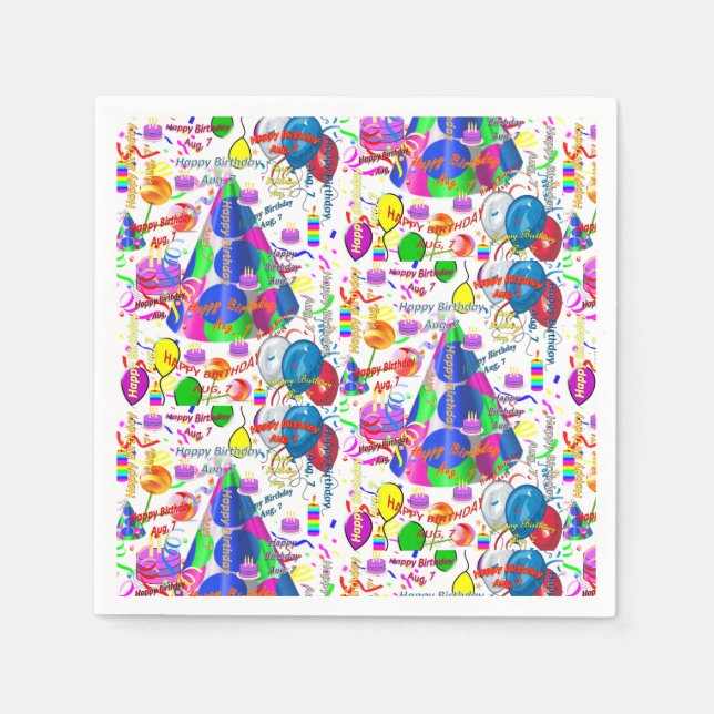 Guardanapo De Papel Papel Napkins agosto, 7 Aniversário (Frente)