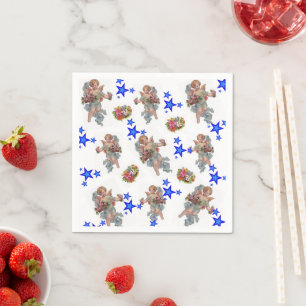 Guardanapo De Papel Papel Napkins, Angel Blue Stars