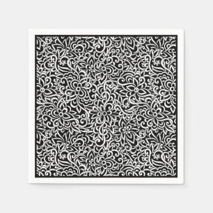Guardanapo De Papel Papel Napkins-Black Damask Floral
