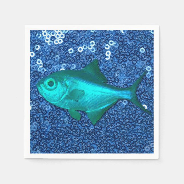 Guardanapo De Papel Papel Napkins Blue Fish Sequence Blue (Frente)