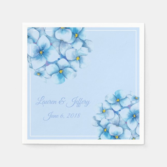 Guardanapo De Papel Papel Napkins-Blue Hydrangeas (Frente)