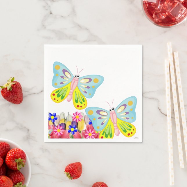 Guardanapo De Papel Papel Napkins, Borboleta Floral Napkins (Insitu)