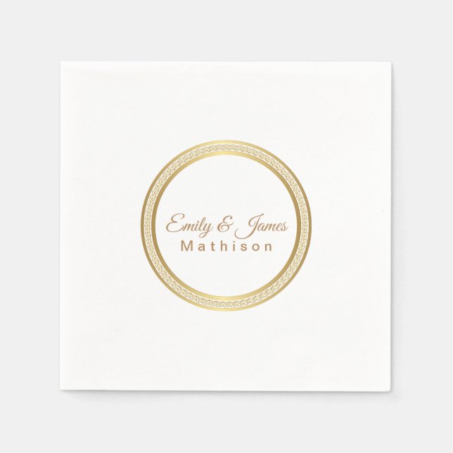 Guardanapo De Papel Papel Napkins - Círculo Eterno Dourado (Frente)