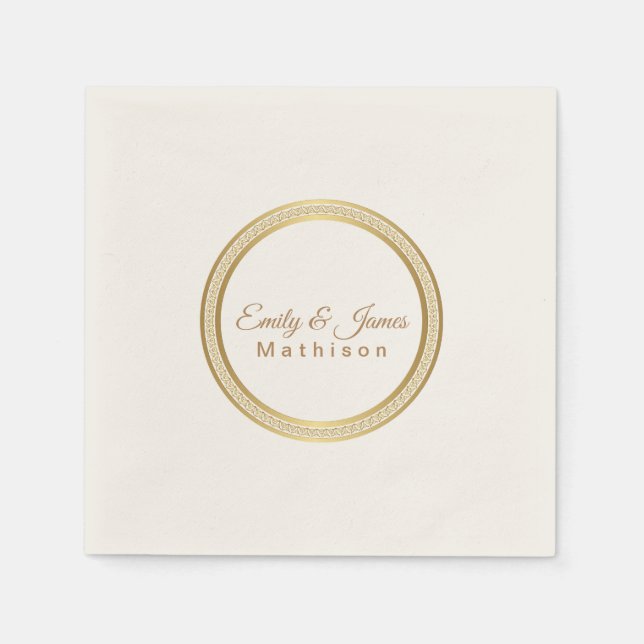 Guardanapo De Papel Papel Napkins - Círculo Eterno Dourado Napkins (Frente)