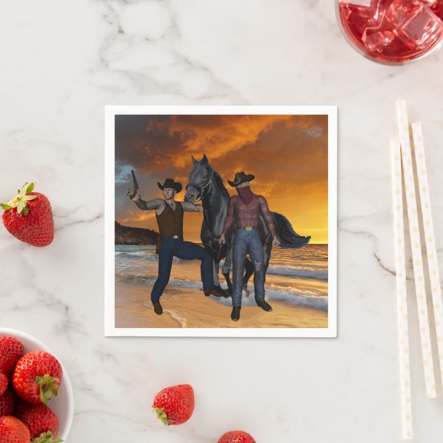 Guardanapo De Papel Papel Napkins, Cowboys Horse Country (Insitu)