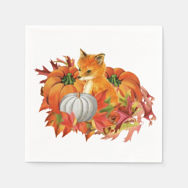 Guardanapo De Papel Papel Napkins da Fox Pumpkins (Frente)