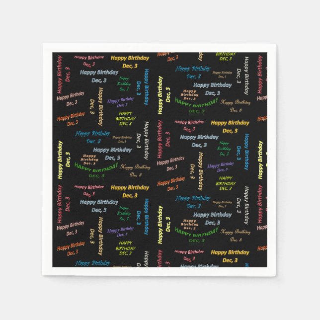 Guardanapo De Papel Papel Napkins dezembro, 3 Aniversário (Frente)