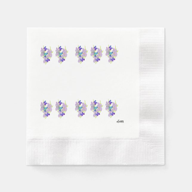 Guardanapo De Papel Papel Napkins: Dia com um Pássaro Humming (Frente)