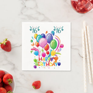 Guardanapo De Papel Papel Napkins, doce 16 Feliz Aniversário