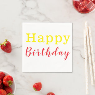 Guardanapo De Papel Papel Napkins, Feliz Aniversário Amarelo