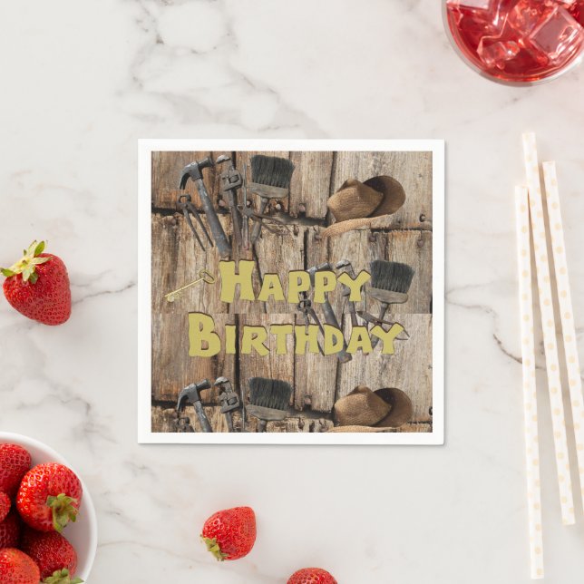 Guardanapo De Papel Papel Napkins, Feliz Aniversário de Ferramentas de (Insitu)