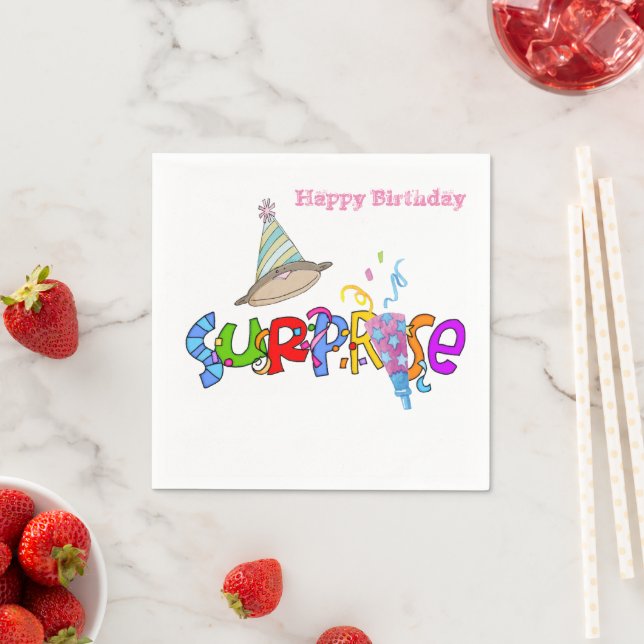 Guardanapo De Papel Papel Napkins, Feliz Aniversário Surpresa Napkins (Insitu)