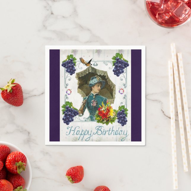 Guardanapo De Papel Papel Napkins, Feliz Aniversário, Uvas Vitorianas (Insitu)