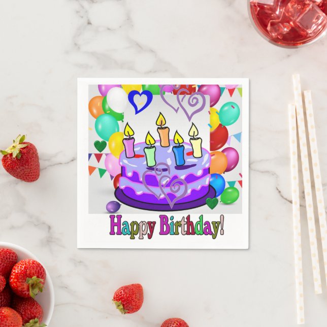 Guardanapo De Papel Papel Napkins, Feliz Bolo de Aniversário (Insitu)