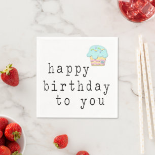 Guardanapo De Papel Papel Napkins, Feliz Cupcake de Aniversário Napkin