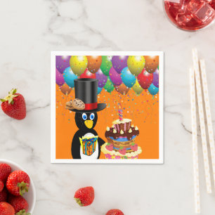 Guardanapo De Papel Papel Napkins, Feliz Pinguim de Aniversário